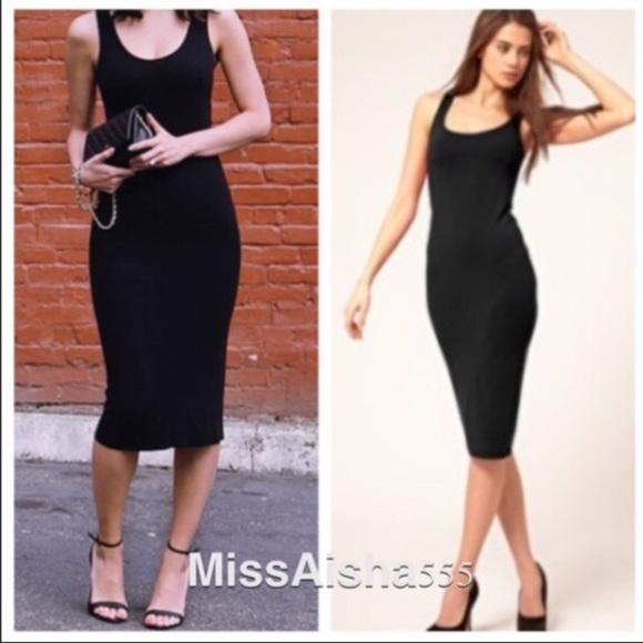 Black sleeveless cotton midi bodycom dress - Picture 5 of 6